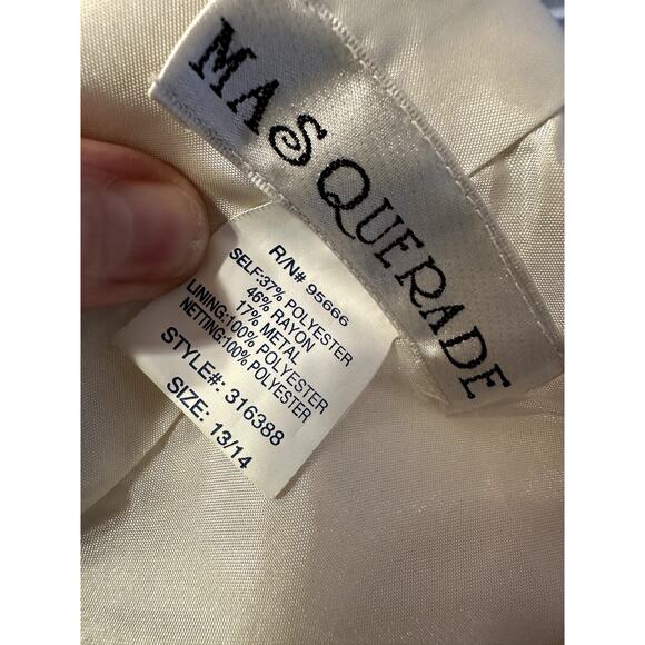 90s Cream Prom Dress Strapless Brocade Size M Fairy tale Coquette Ballerina - Picture 5 of 6